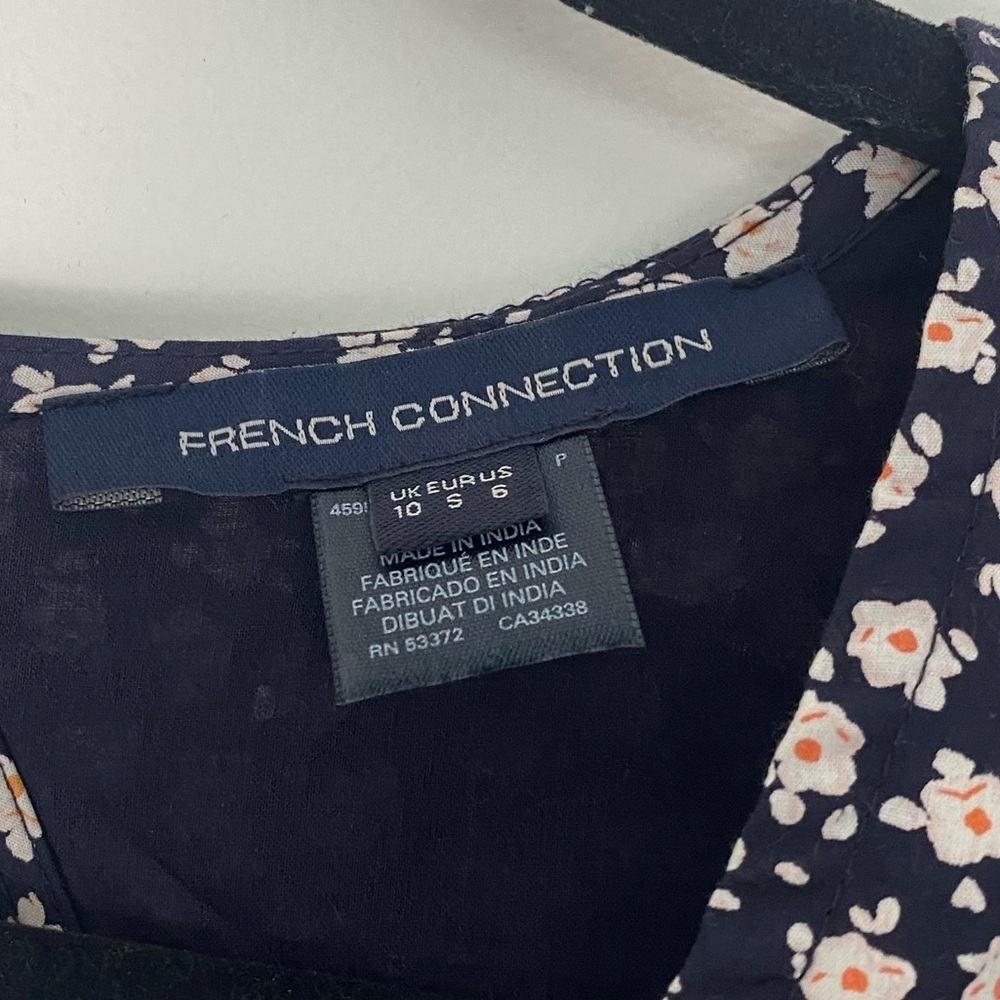 French Connection puff sleeve whimsy floral mini dress in blue size 6 - Picture 7 of 13